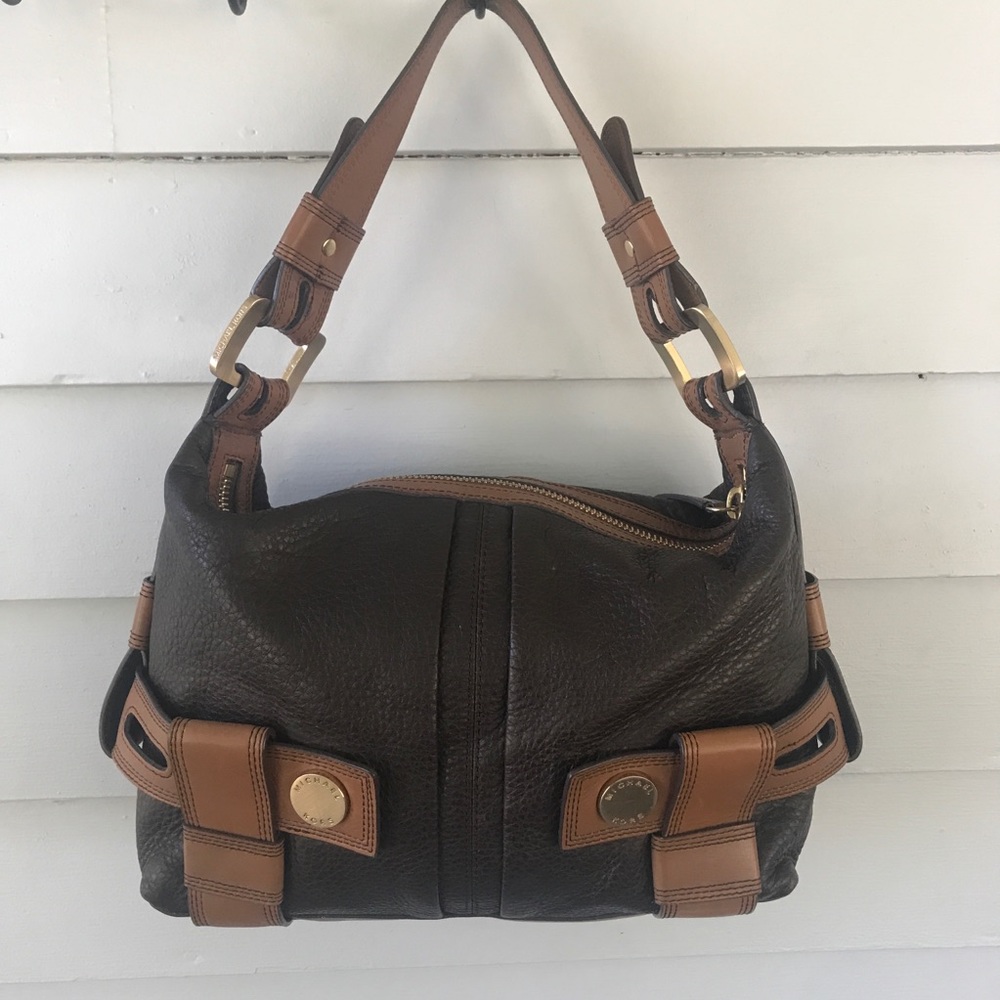 Vintage Michael Kors Harness brown tan pebbled leather purse - Picture 7 of 13